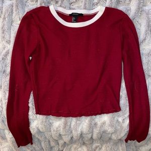 long sleeve crop top burgundy